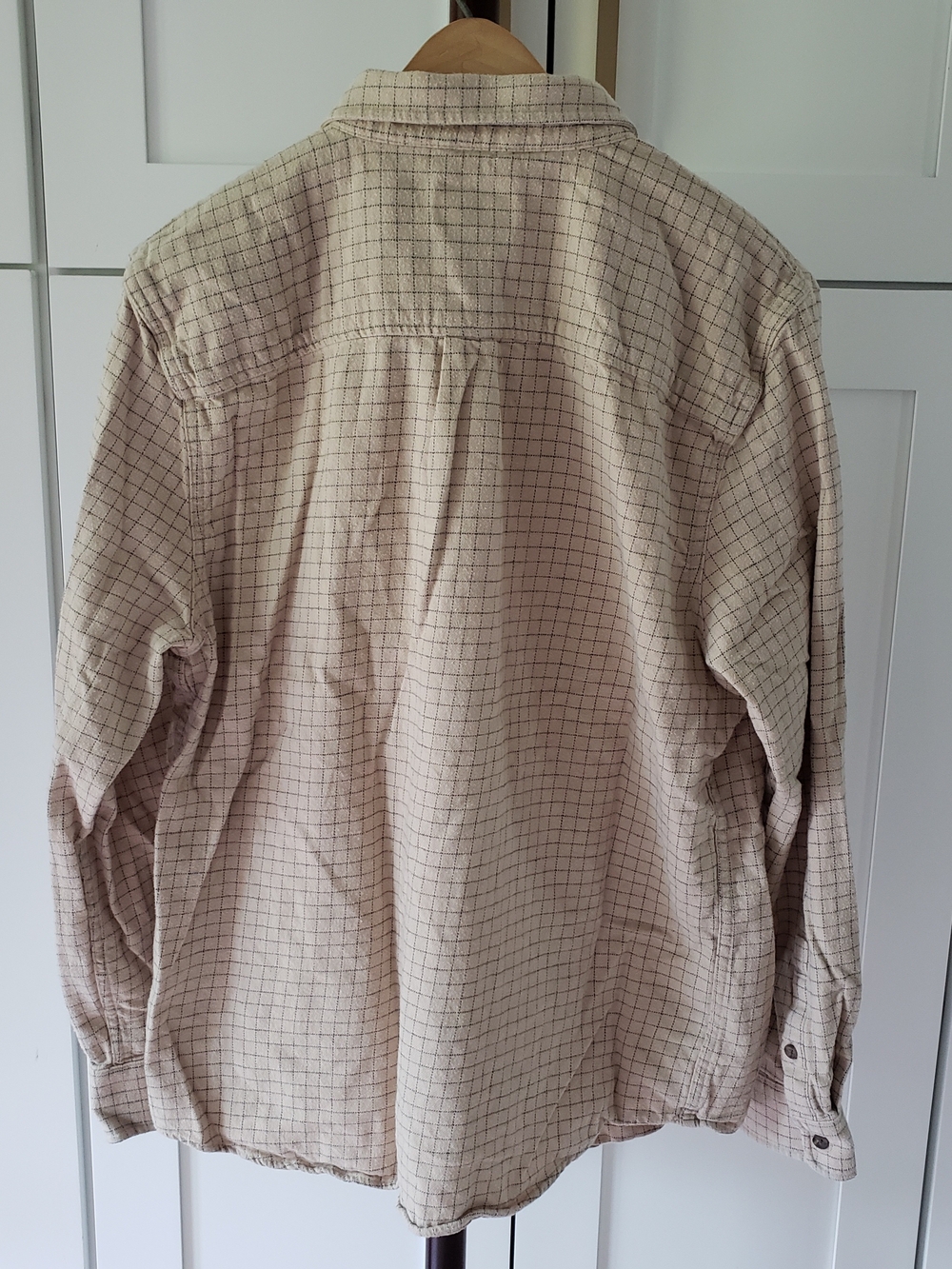 Marine Layer Stretch Selvage Long Sleeve Shirt Mens Marge M / L Cream‎ Plaid